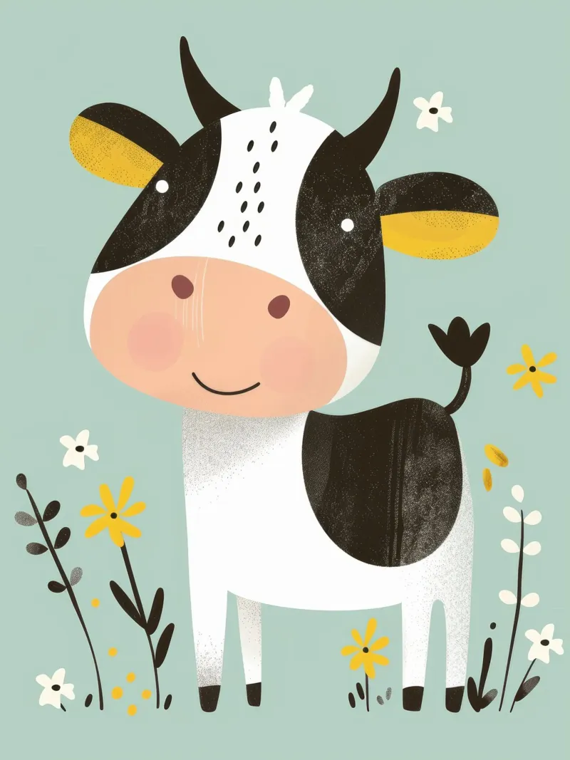 Mucca allegra con fiori pellicola backlit da DesignDoodle