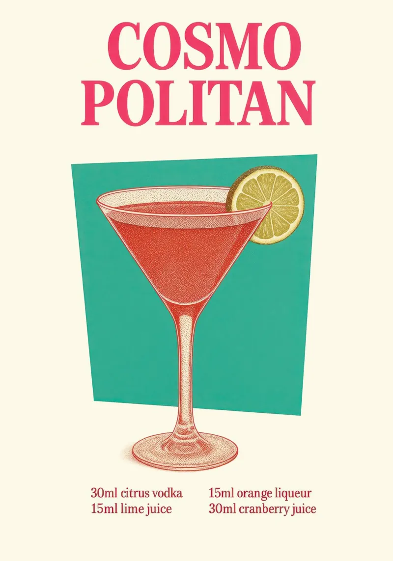 Cosmopolitan Cocktail pellicola backlit da Attaboy Dsgn