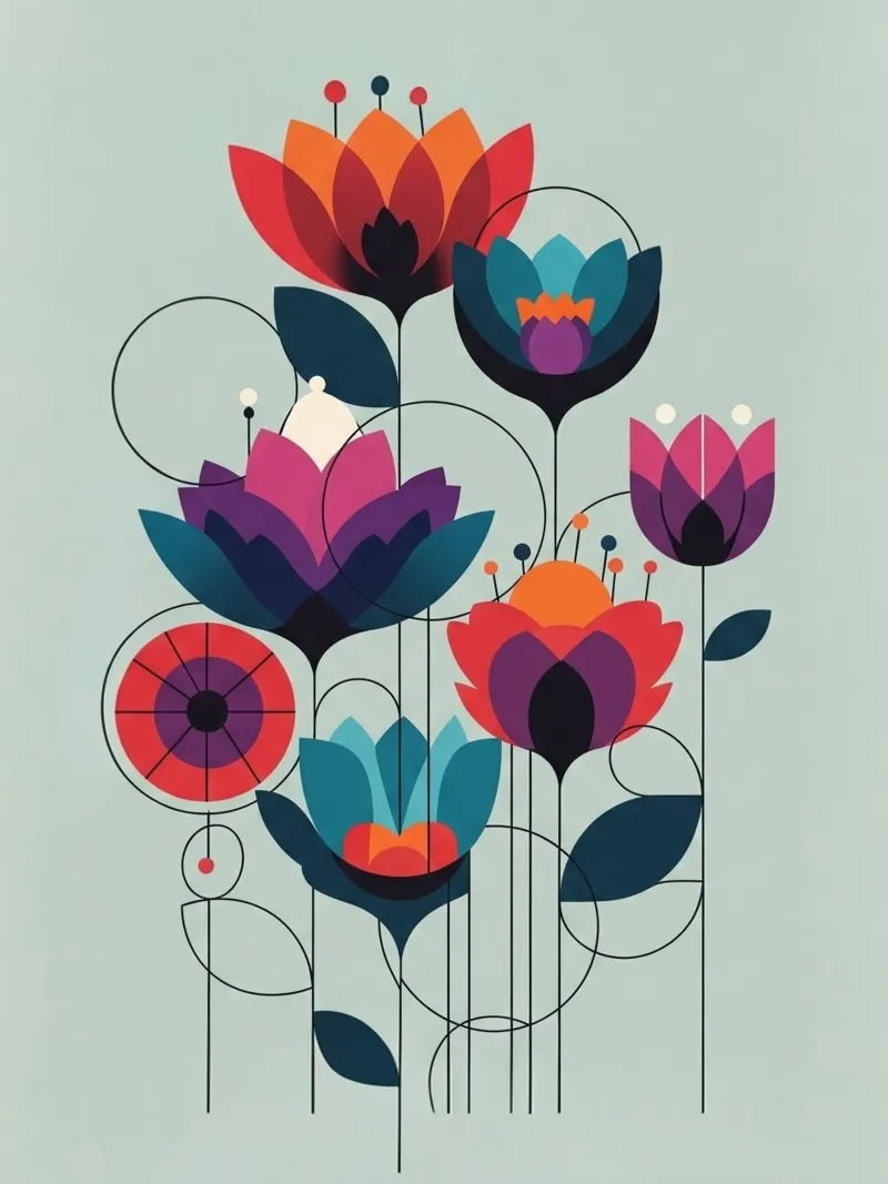 Floral bauhaus #104: Jewel Garden poster by Zen Design