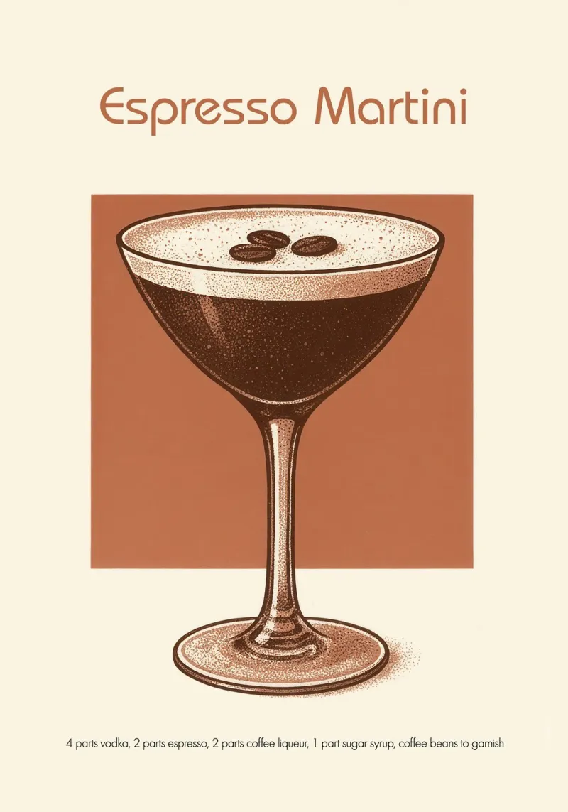 Espresso Martini pellicola backlit da Attaboy Dsgn