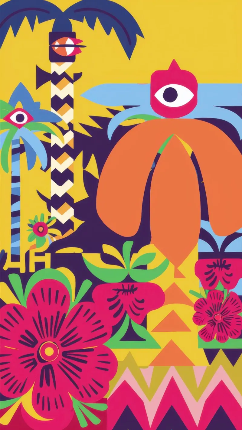 Psychedelische Totem-Vision Poster mit Kunststoffrahmen von Sentinel Glow