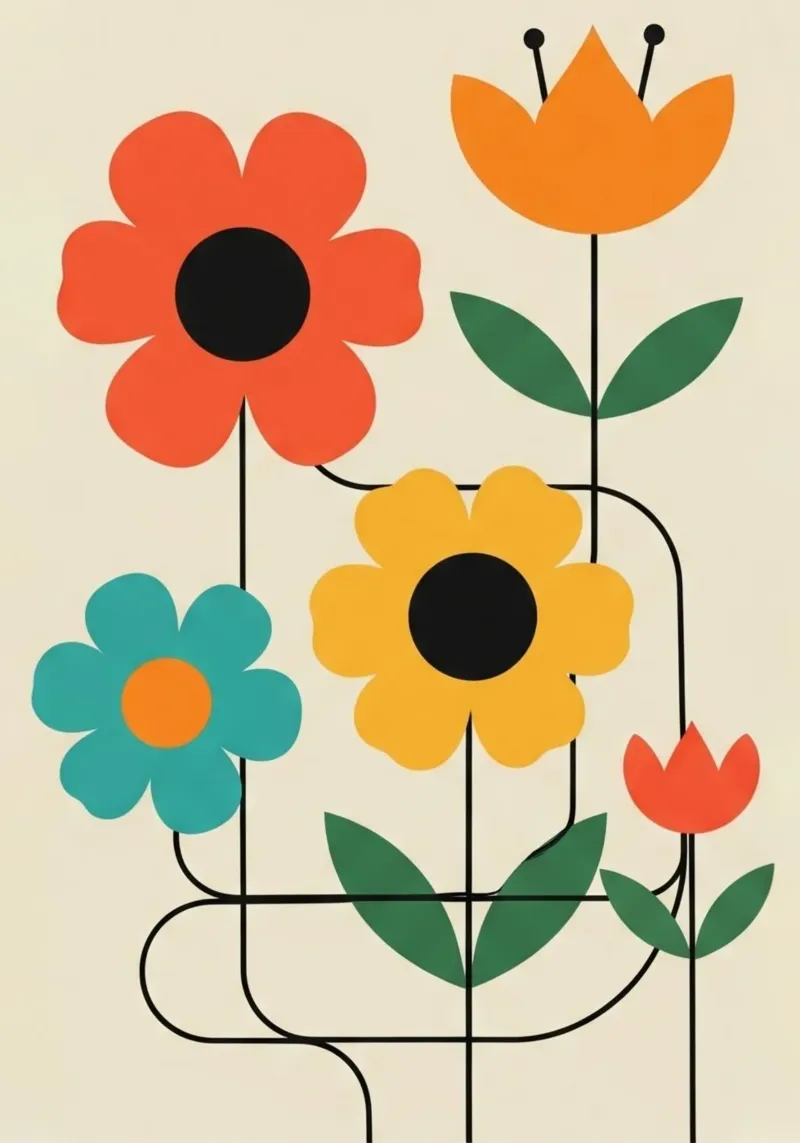 Floral bauhaus #105: The Mod Garden poster by Zen Design