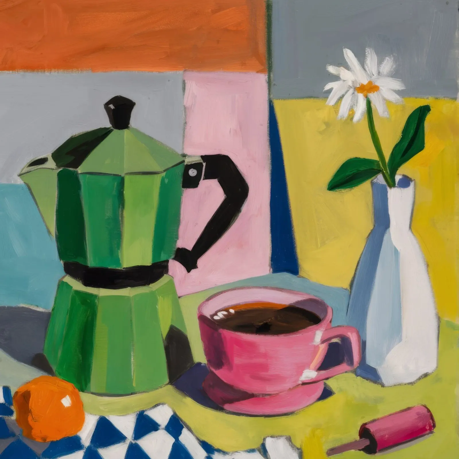 Tazza Moka Pot rosa poster con telaio in plastica da Stone Decade