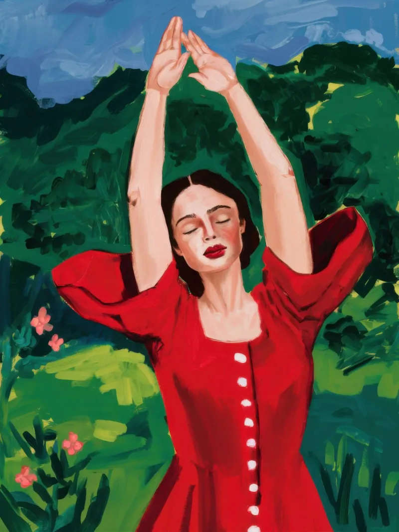 Robe rouge Bras en l'air hahnemühle de Pale Aura