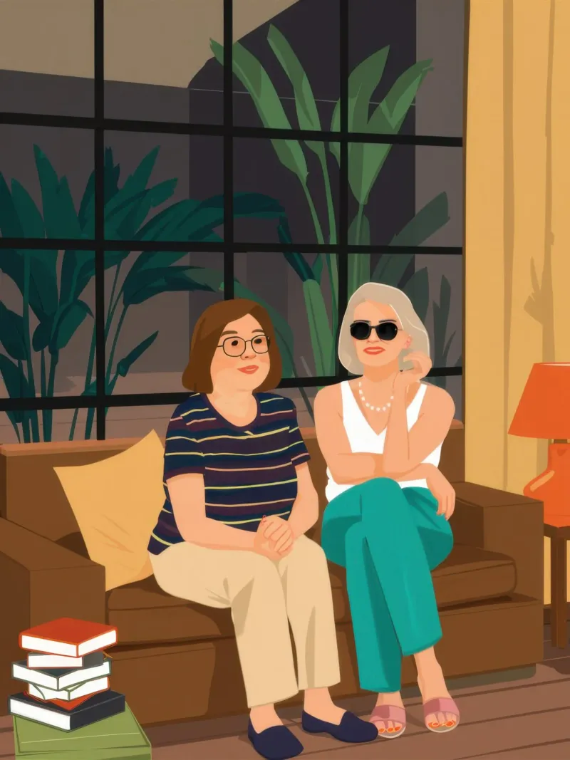 Reading with Sunglasses canvas with Floater frame by Pale Aura