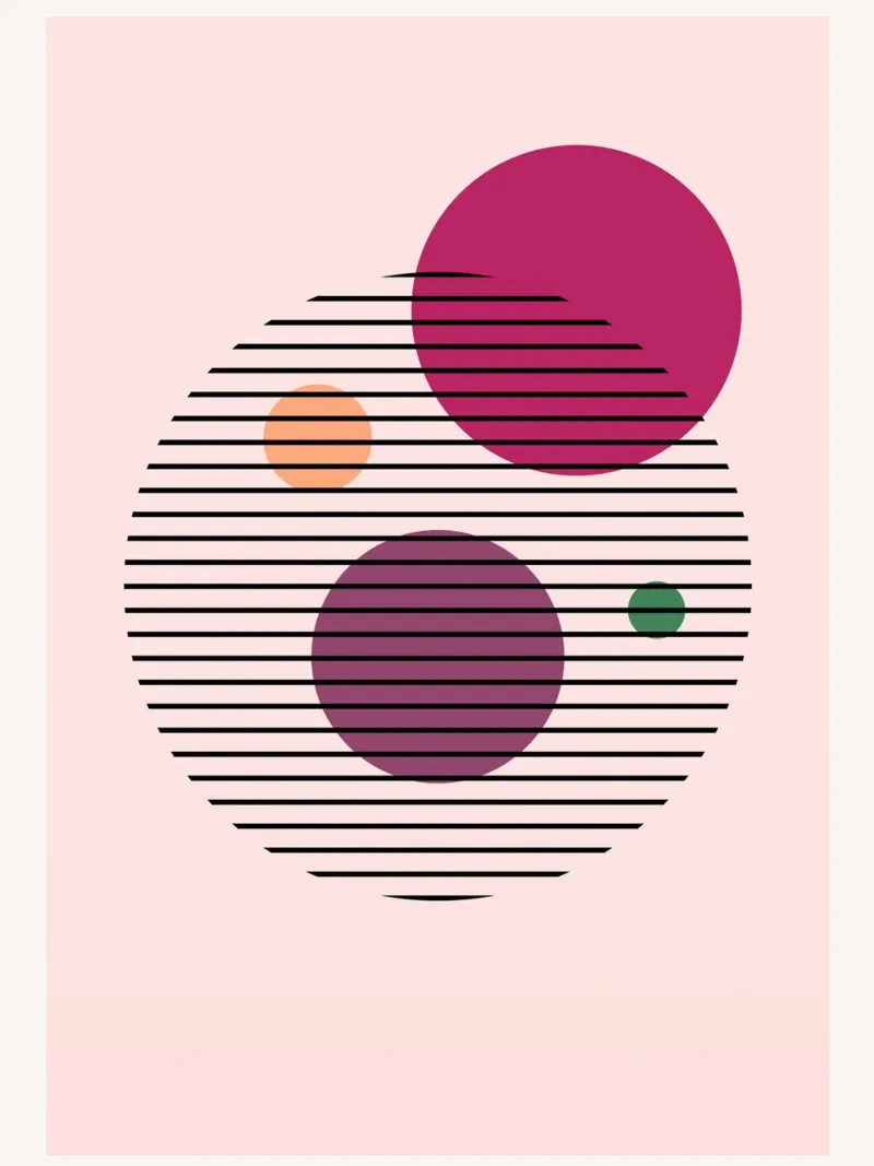 Abstract Circles - Geometric art in pink hahnemühle by Studio Vibe