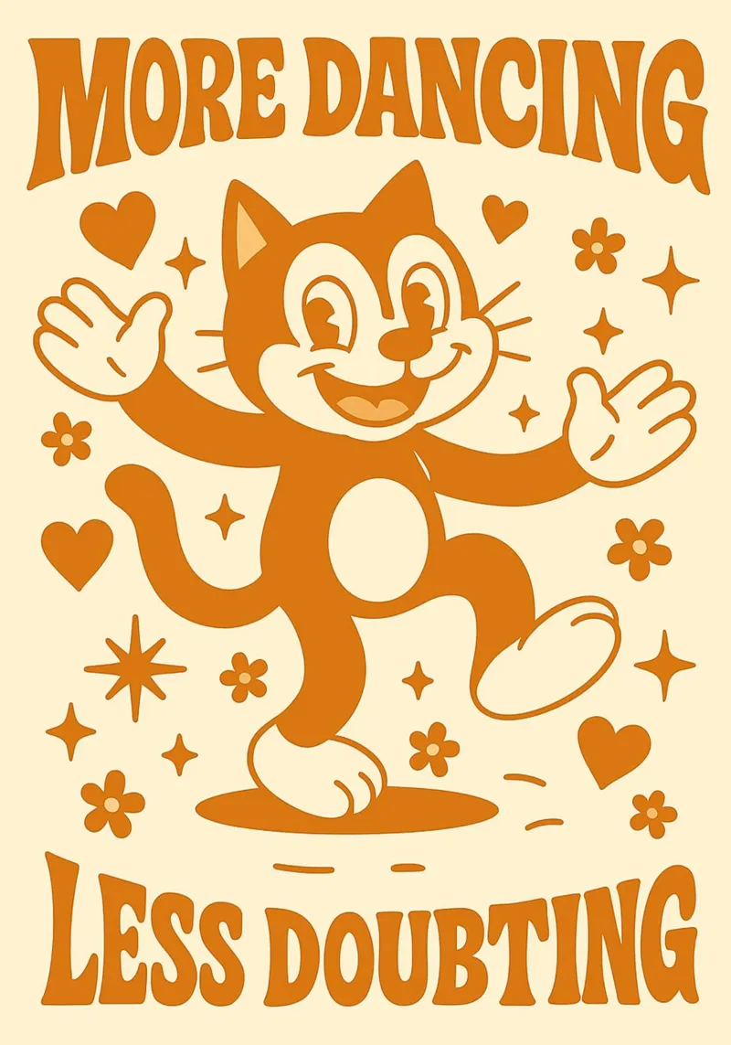 More Dancing Less Doubting Funny Cat canvas with Floater frame by oneroad