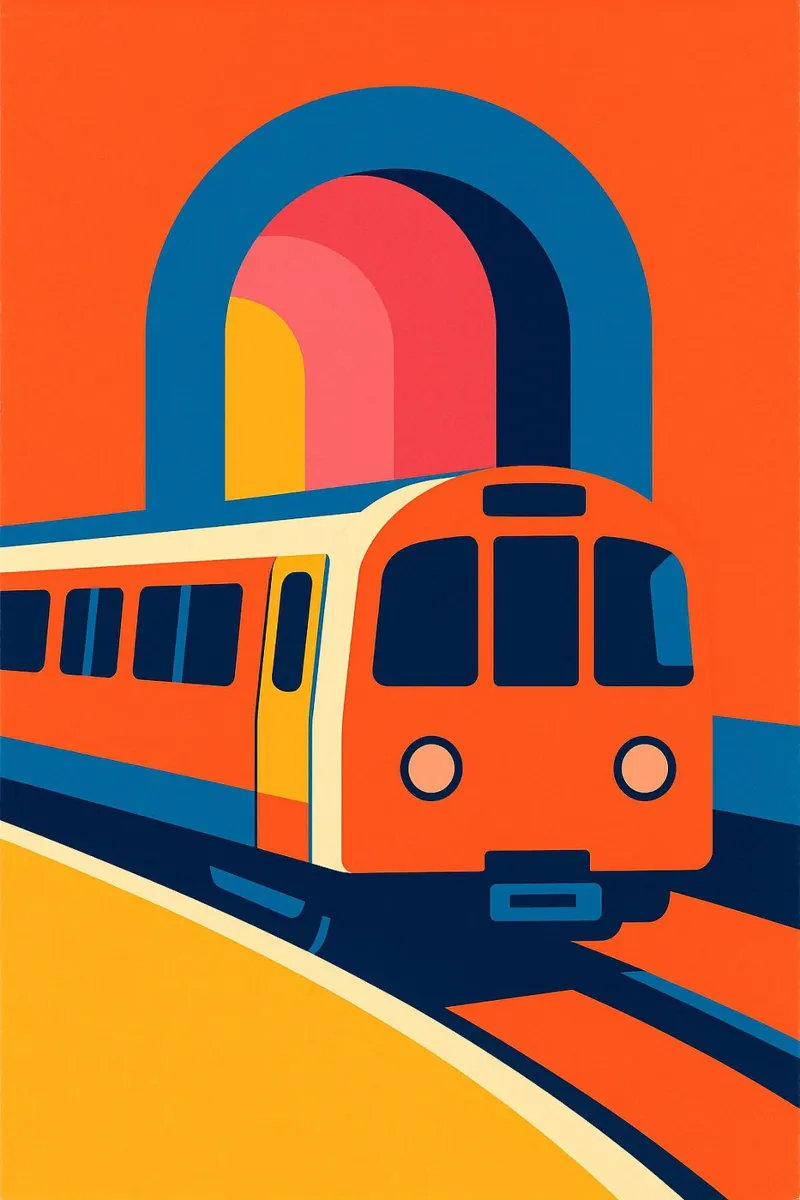 Métro Arches - El movimiento pop con estilo de lo cotidiano poster con marco de aluminio de JETLAG | affiches voyage