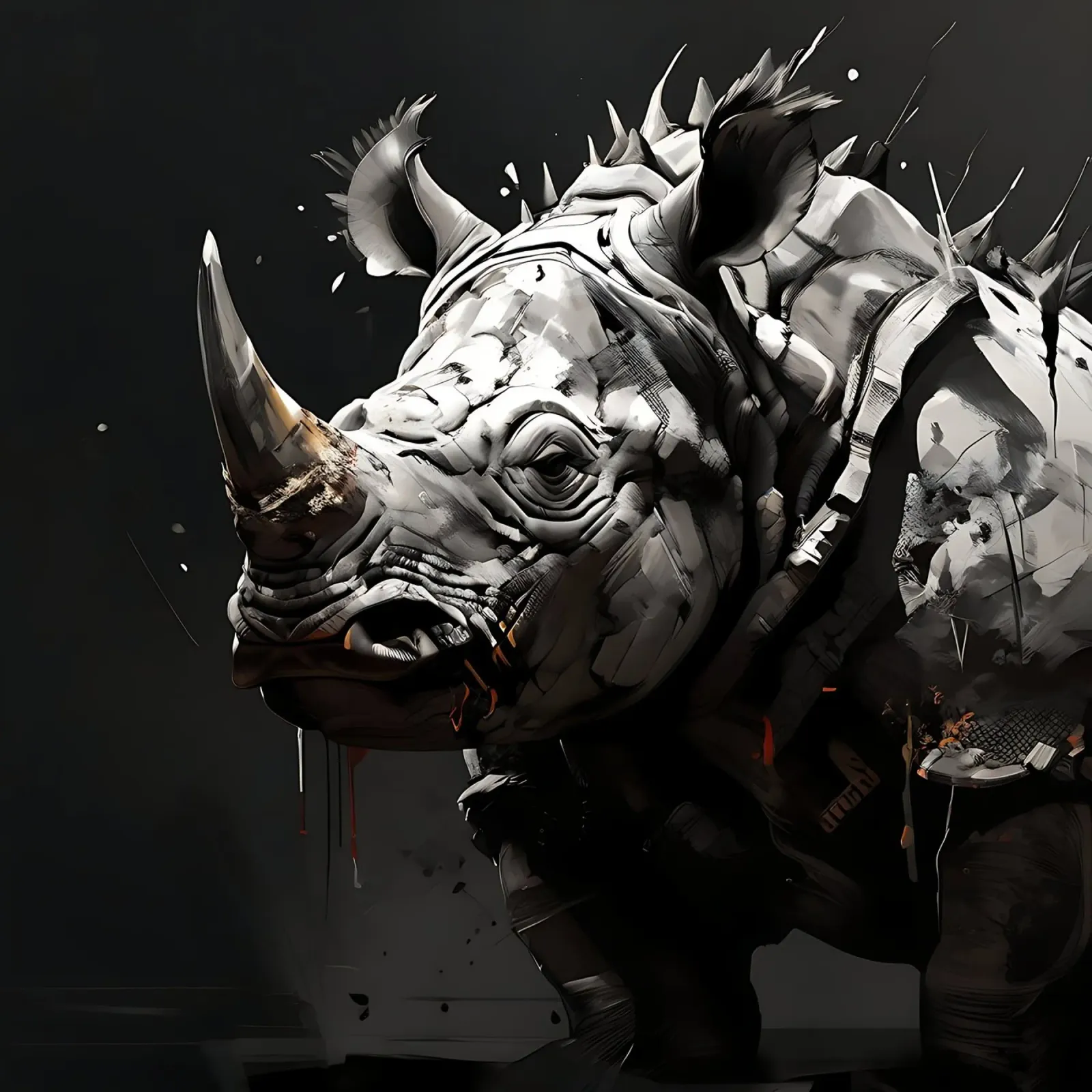 Nashorn_Stil_I_1 alu-dibond by Tierisch bunt by LK