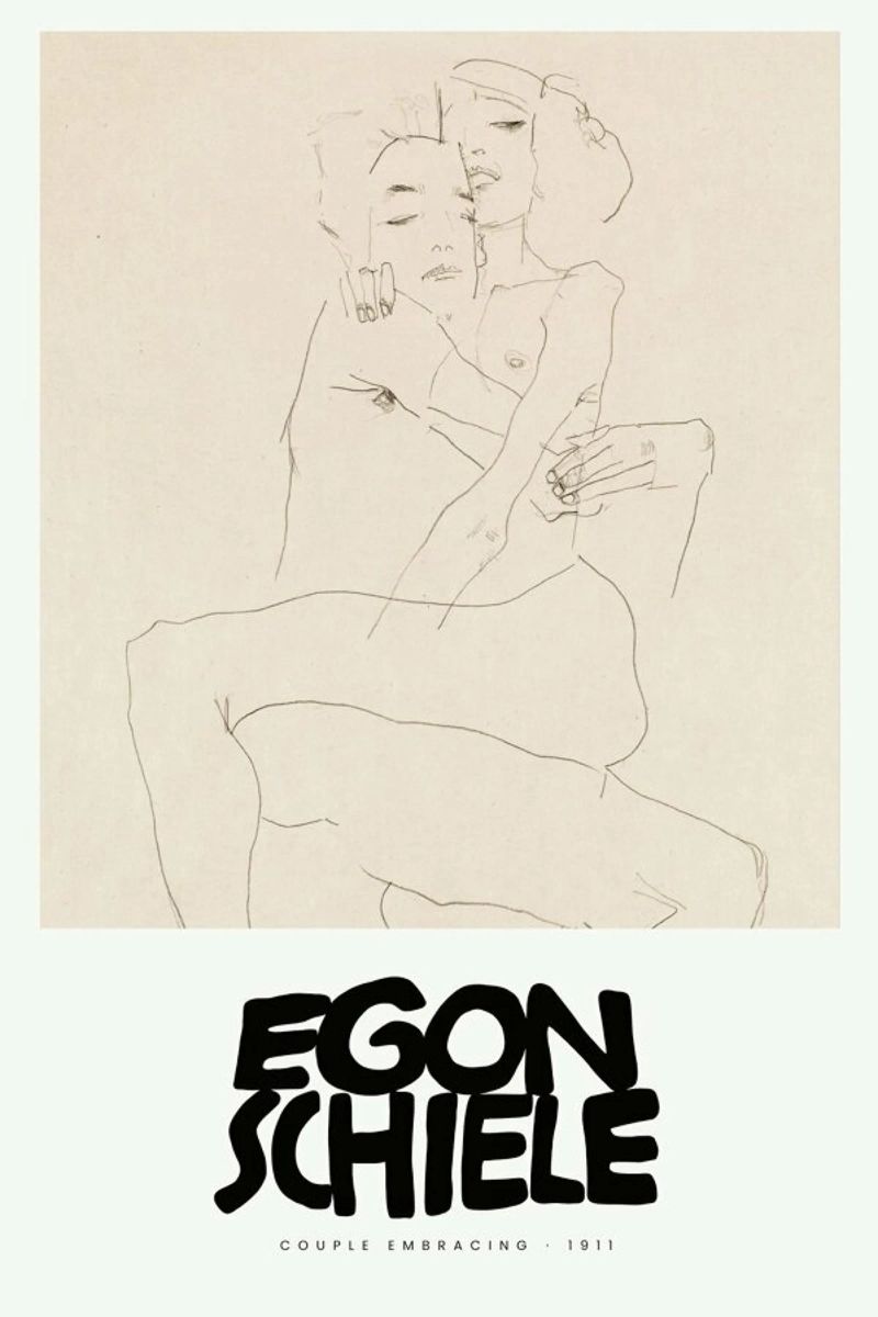 Schiele - Couple Embracing III Poster von Vintage by JUNIQE