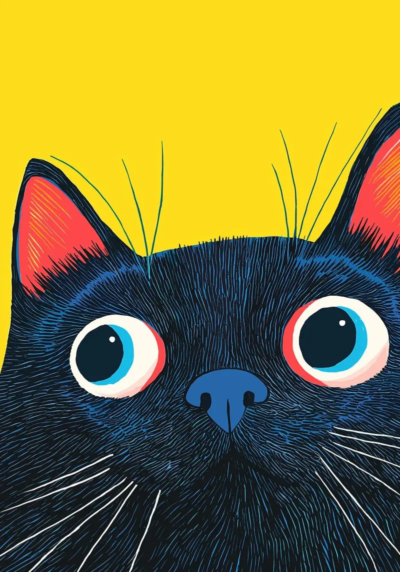 Illustrazione del gatto curioso poster da Matthew P Link