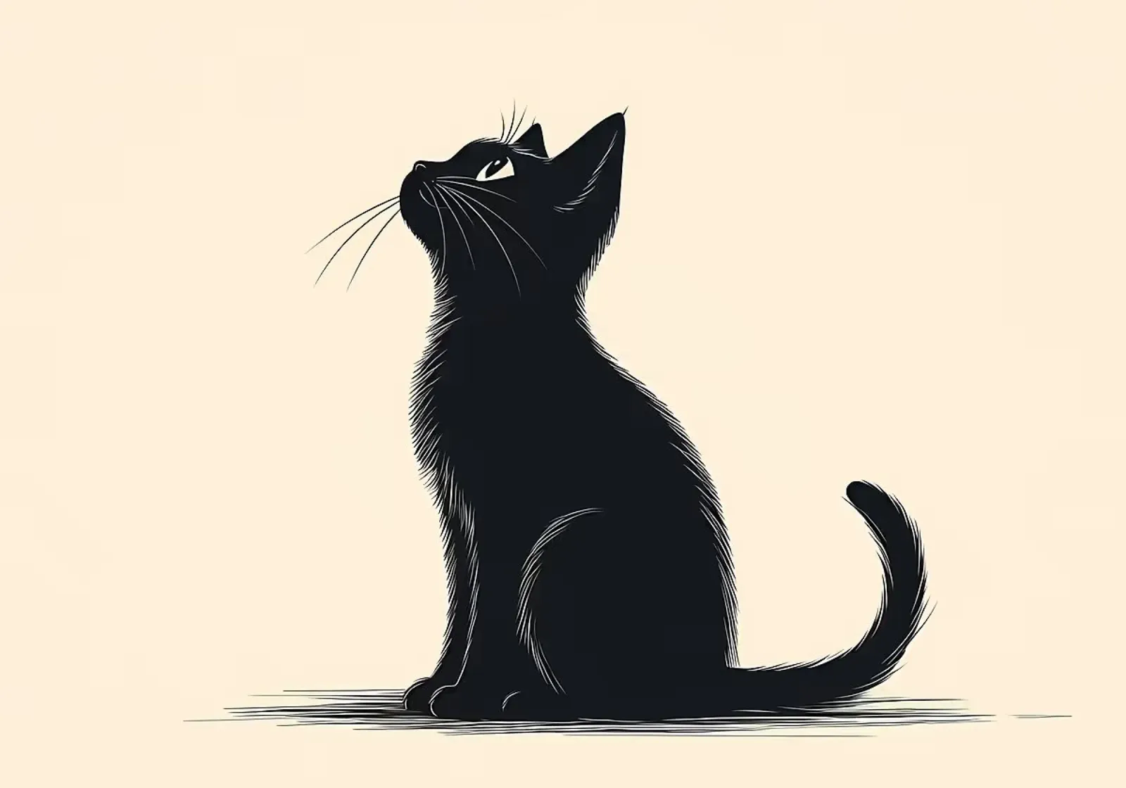 Silhouette di gatto nero poster con telaio in alluminio da Matthew P Link