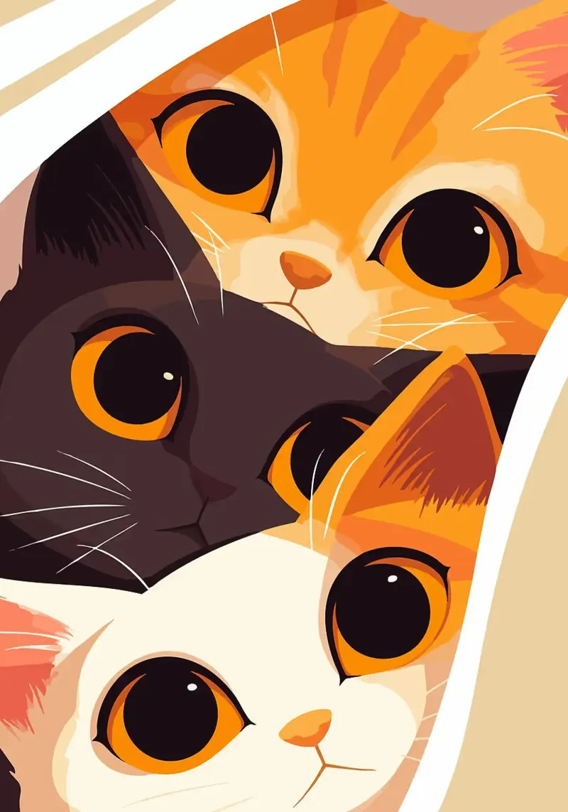 Tre gatti che si affacciano Carino animale arte minimalista poster da Matthew P Link