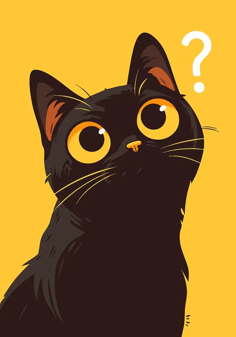 Curious Black Cat Funny Minimalist Art Illustration poster by Matthew P Link