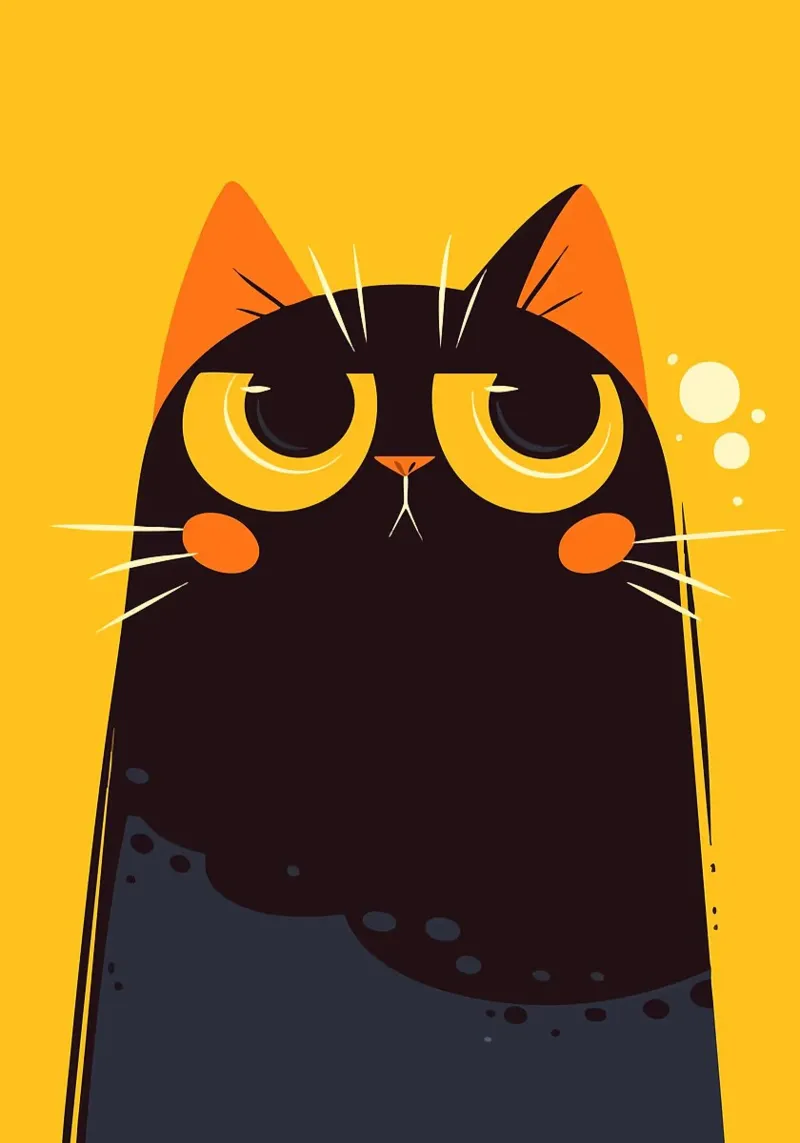 Funny Black Cat with Yellow Background Pop Art hahnemühle by Matthew P Link