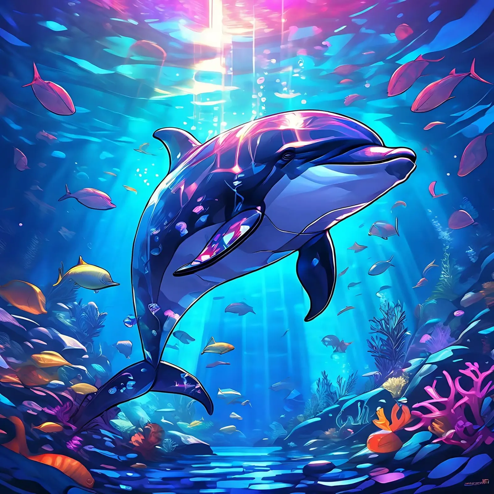 Delphin_Stil_J_1 Hahnemühle von Tierisch bunt by LK