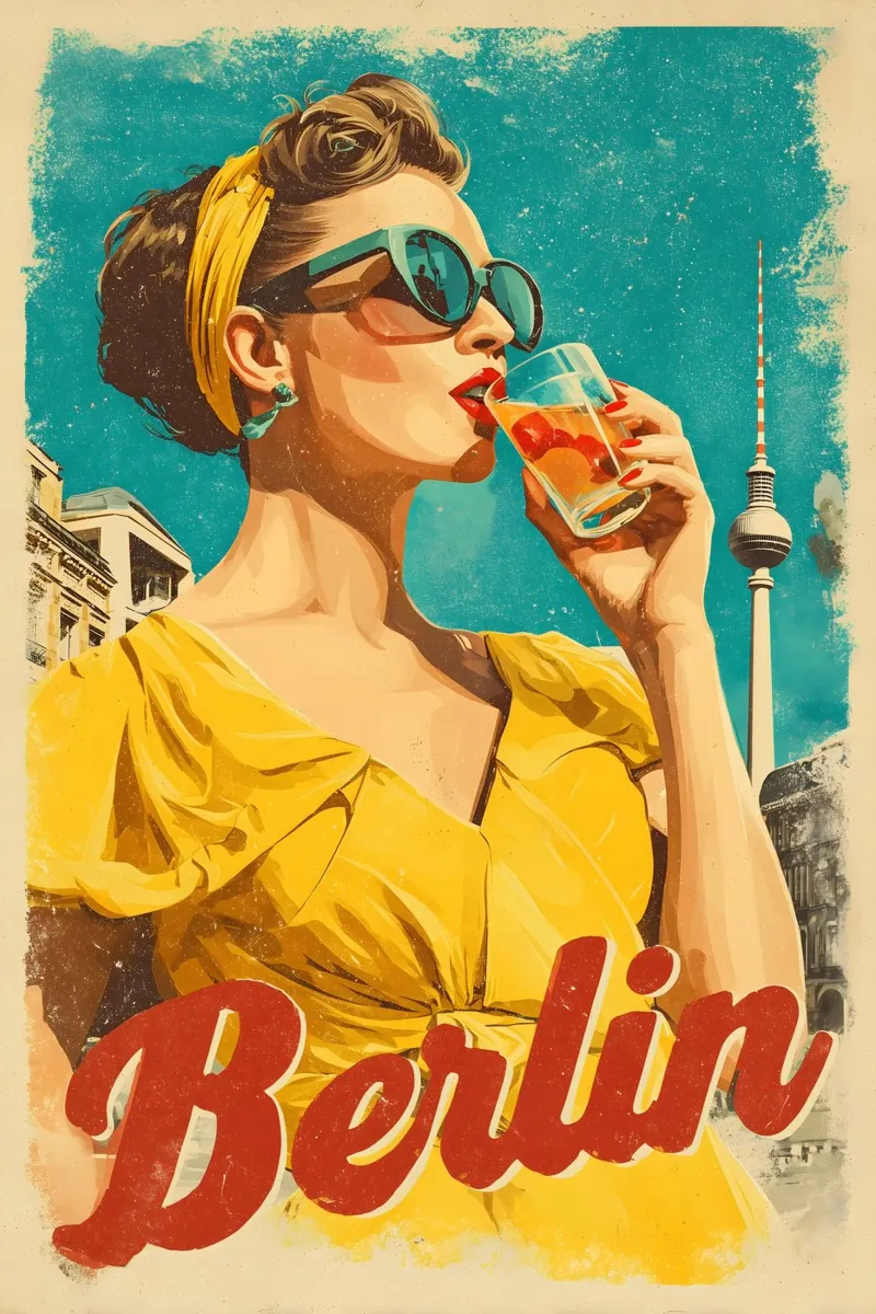 Poster di viaggio vintage di Berlino pellicola backlit da Vintage Travel Art