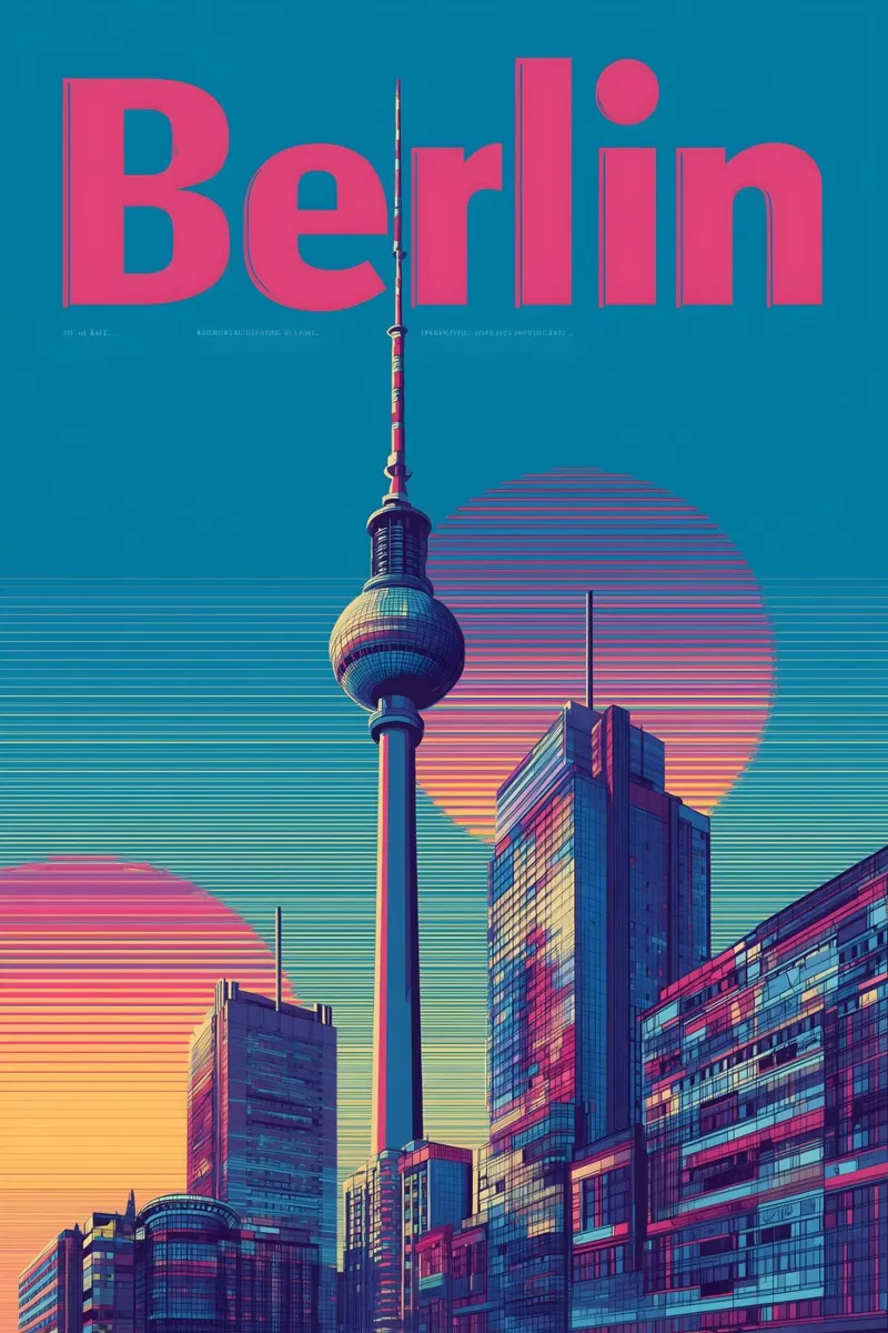 Berlin retro Reiseposter poster con telaio in alluminio da Vintage Travel Art