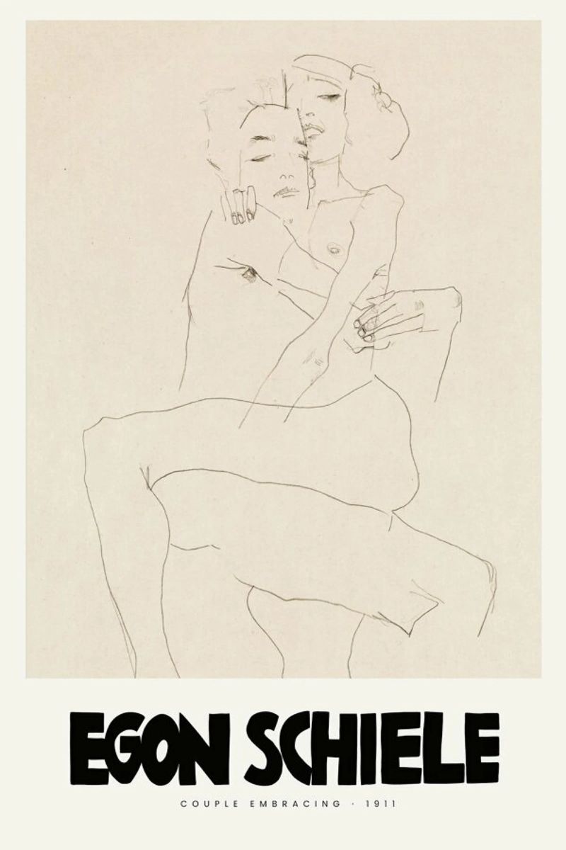 Schiele - Couple Embracing II Poster von Vintage by JUNIQE