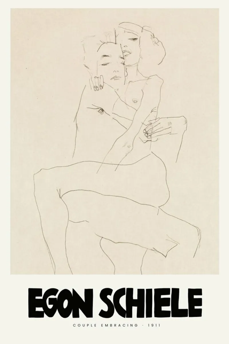 Schiele - Couple Embracing II poster da Vintage by JUNIQE