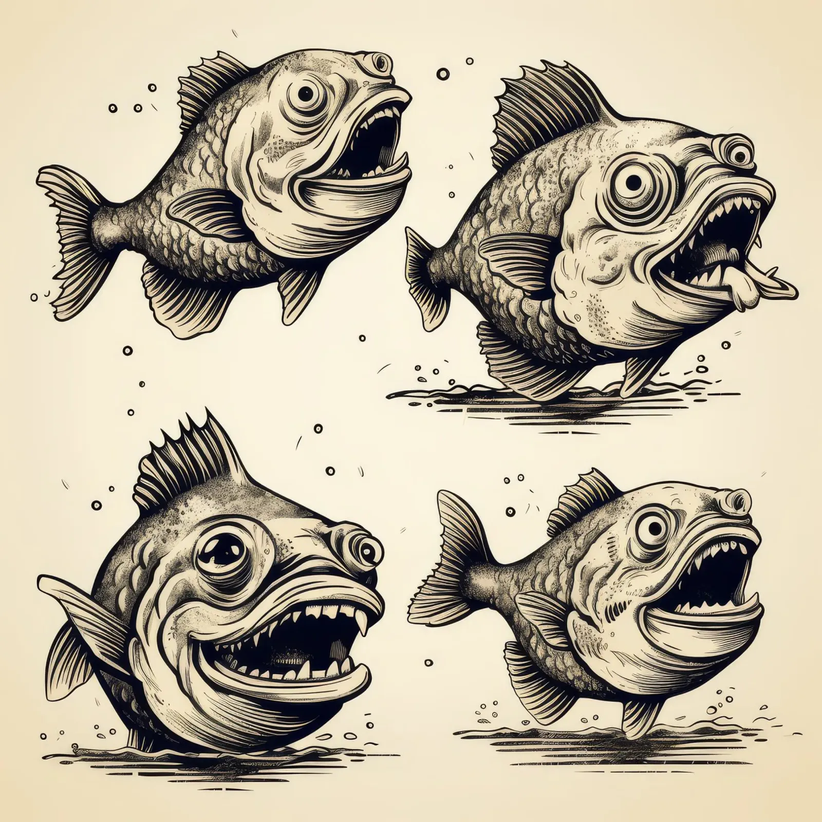 Retro Piranha Gang pellicola backlit da Funny Animals