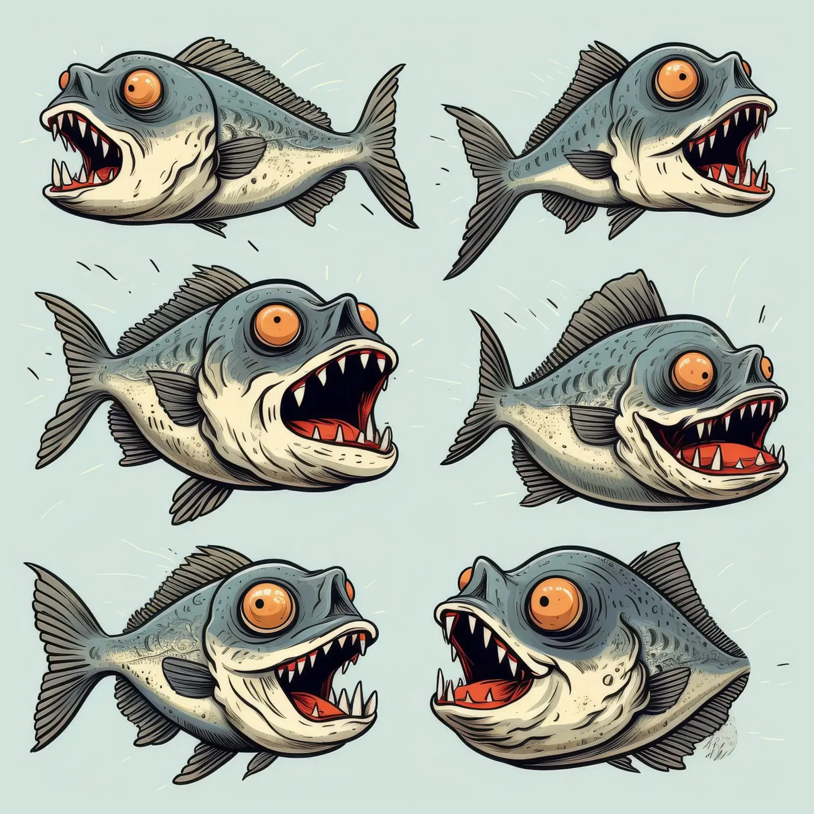 Retro Piranha Gang pellicola backlit da Funny Animals