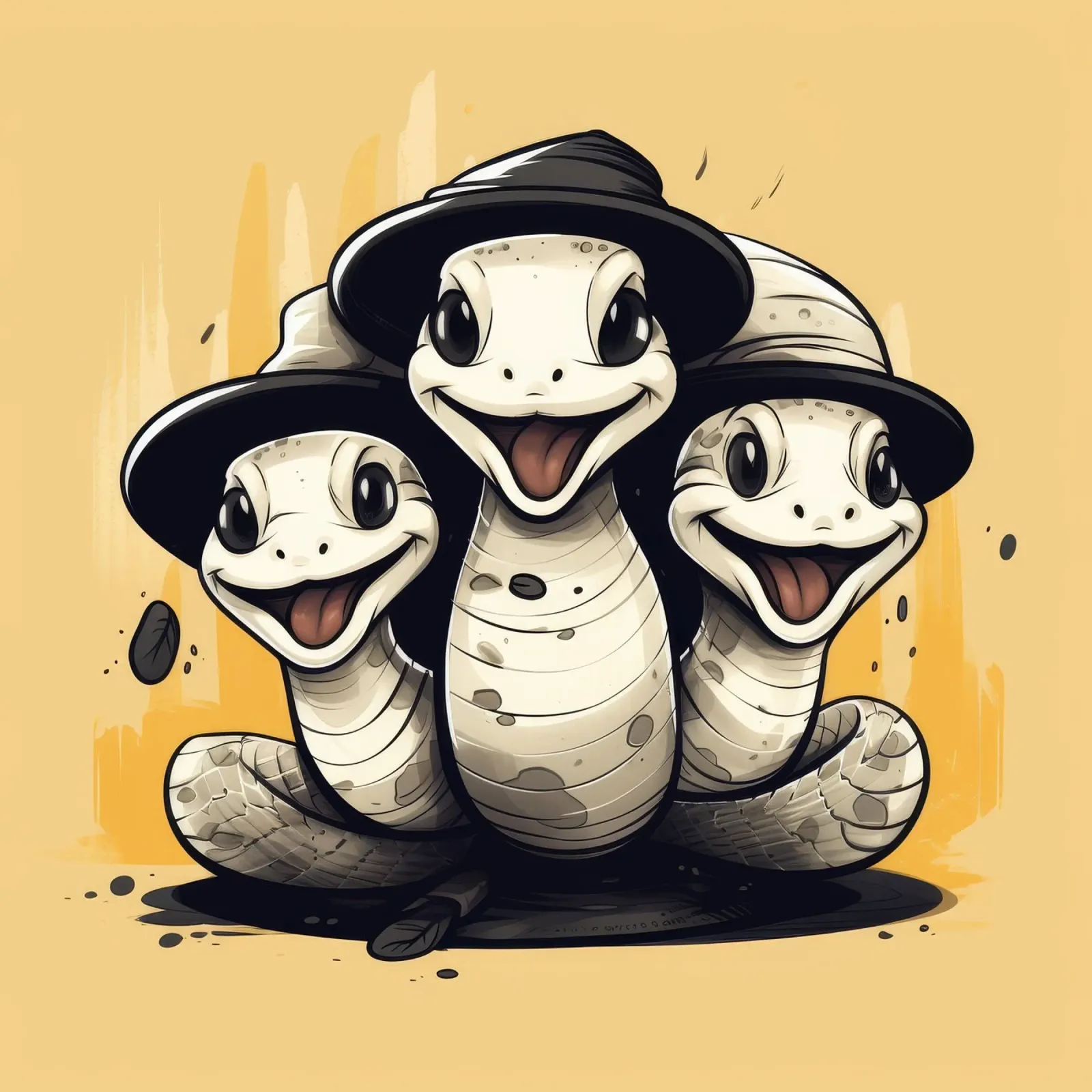 Retro Python Duo canvas van Funny Animals