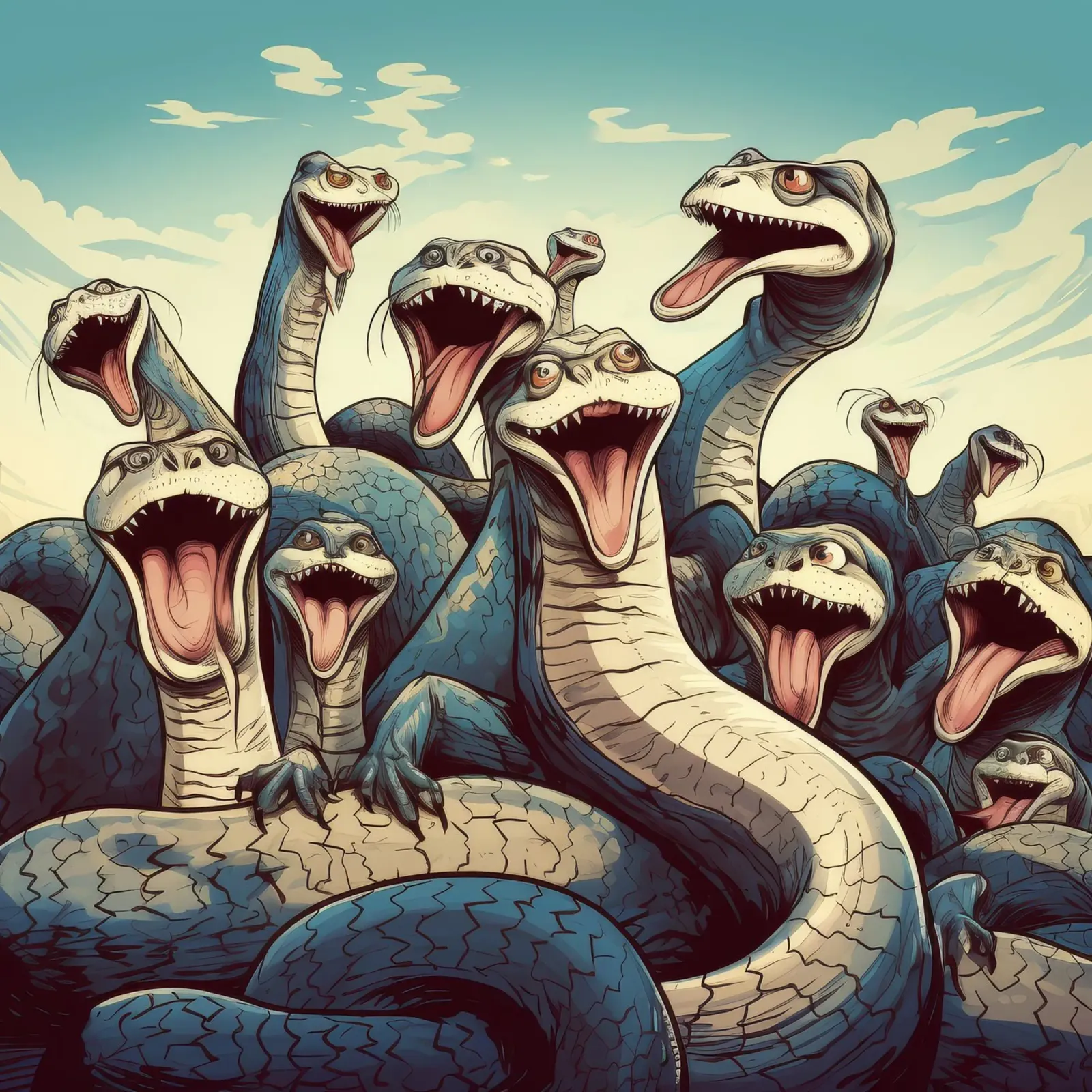 Retro Python Bende canvas van Funny Animals