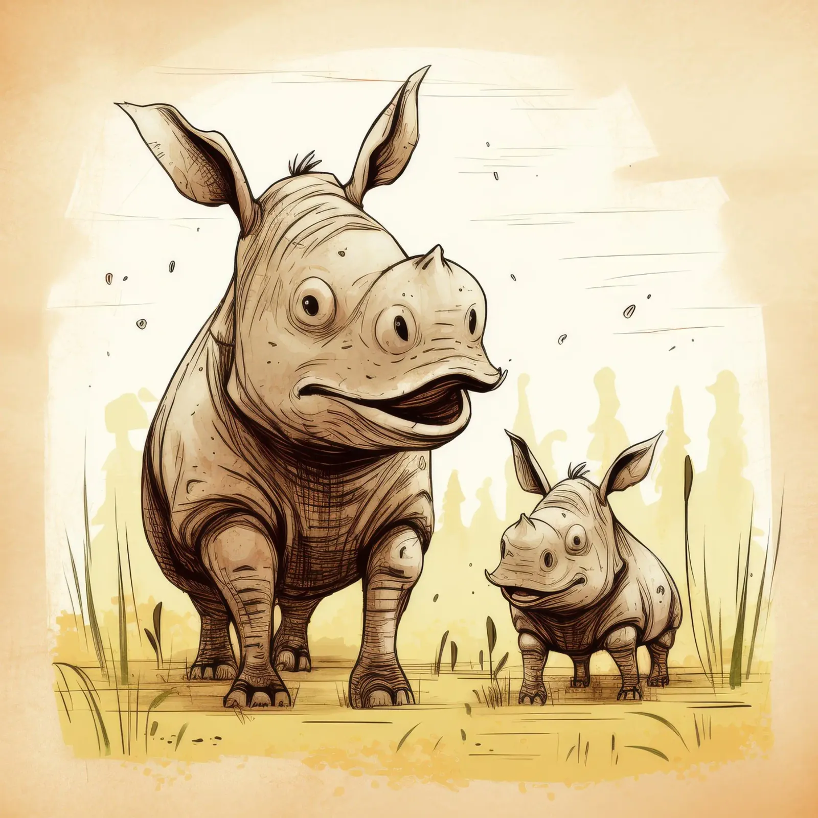 Retro Rhino Duo pellicola backlit da Funny Animals