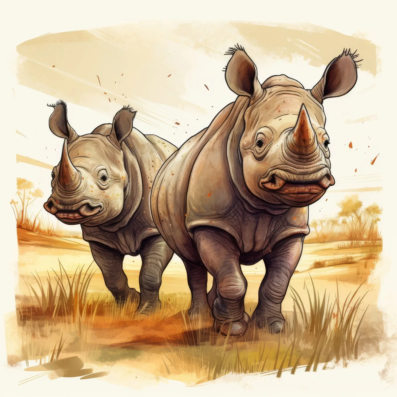 Retro Rhino Duo pellicola backlit da Funny Animals