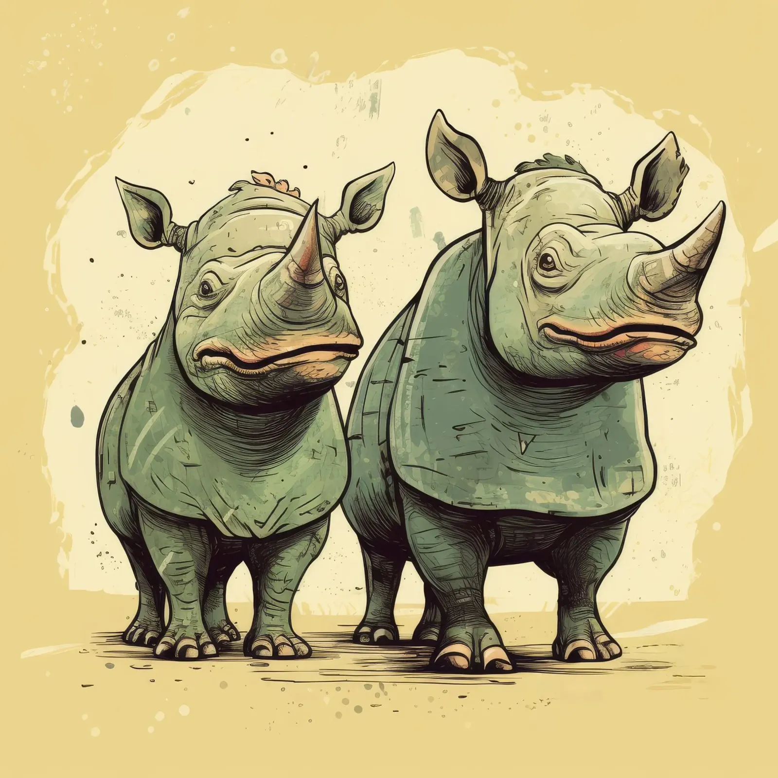 Retro Rhino Duo pellicola backlit da Funny Animals