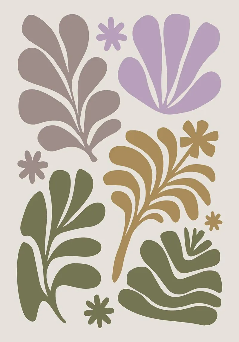 Modern Organic Botanical Illustration in Soft Tones backlit film by E Cannon