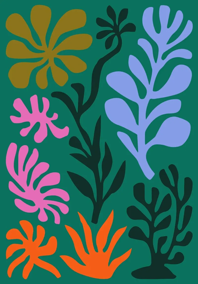 Vibrant Abstract Botanical – Matisse Inspired alu-dibond by E Cannon