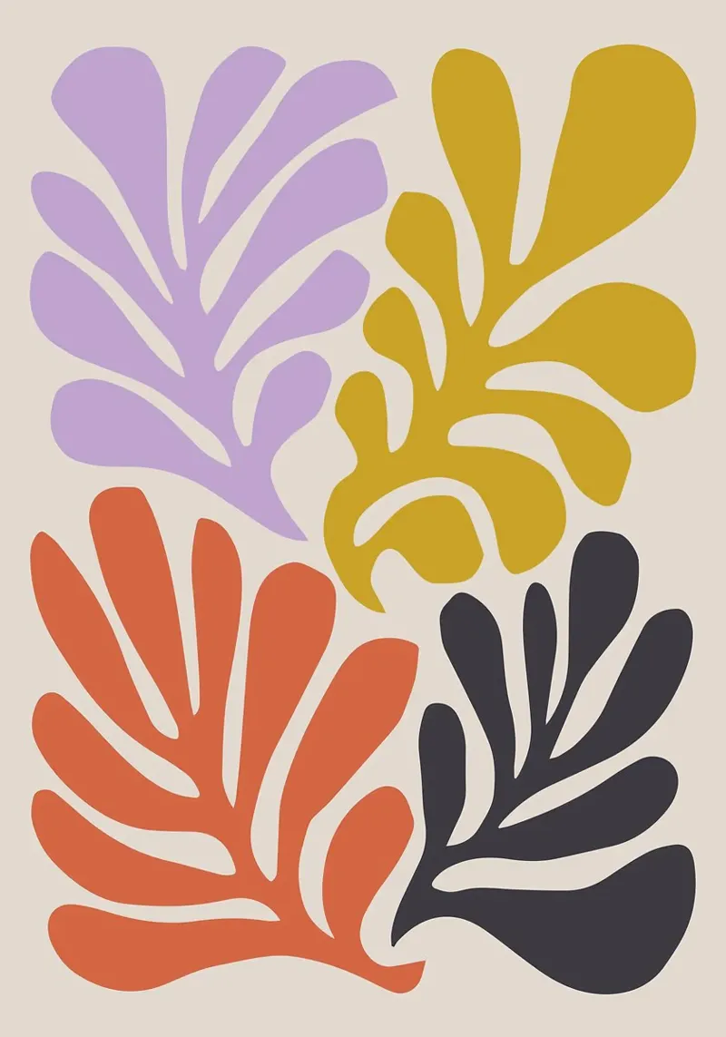 Modern Abstract Botanicals in Warm and Vibrant Hues canvas by E Cannon