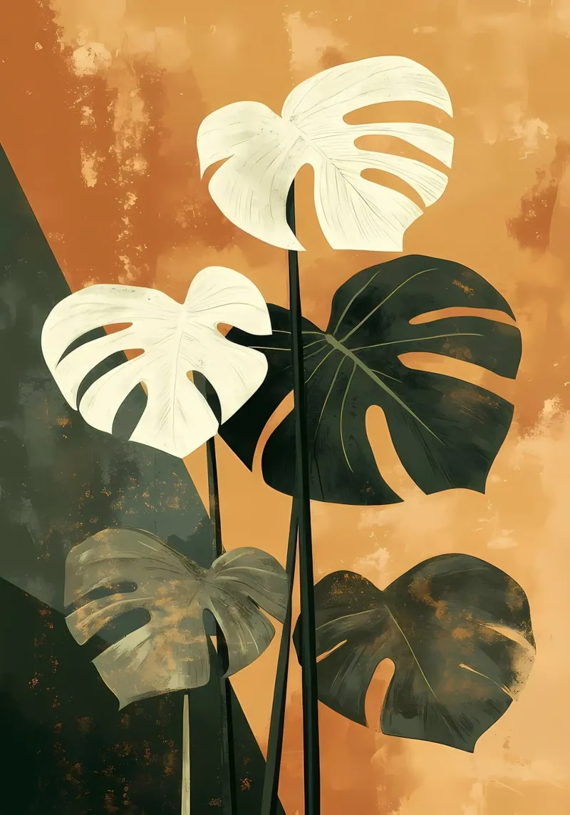 monstera tropicale foglie poster con telaio in legno da Robert Wiesner