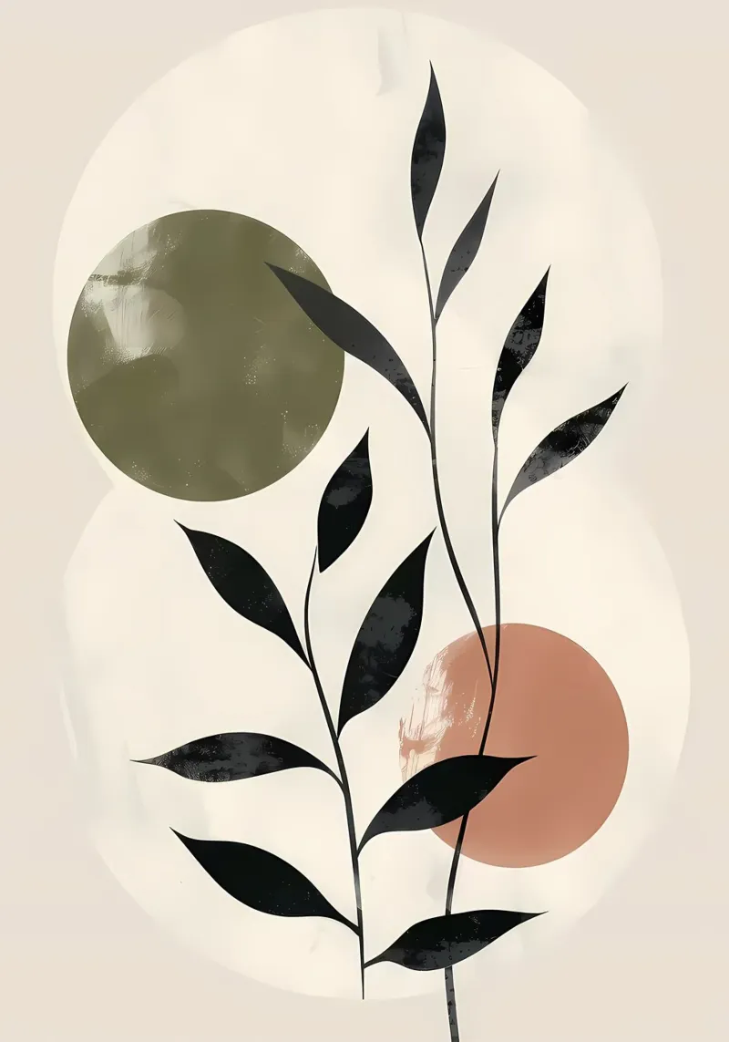 leaves branches circles canvas by Patrick L Lord