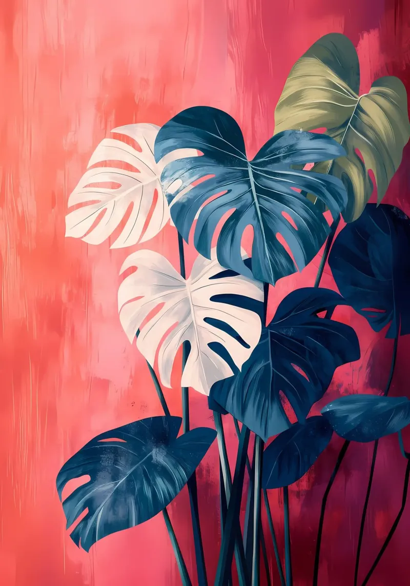 monstera foglie piante poster con telaio in alluminio da Patrick L Lord