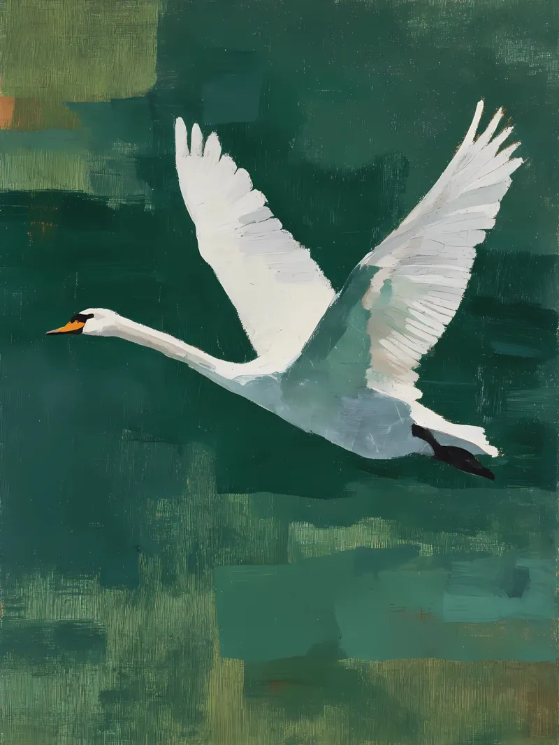 Flying Swan canvas by IamHomeStudio