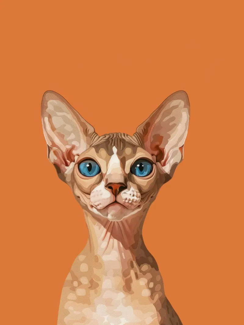 Blauäugige Devon Rex Katze Portrait Poster mit Kunststoffrahmen von DesignDoodle