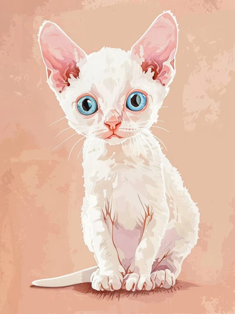 Gattino Devon Rex bianco con occhi blu pellicola backlit da DesignDoodle