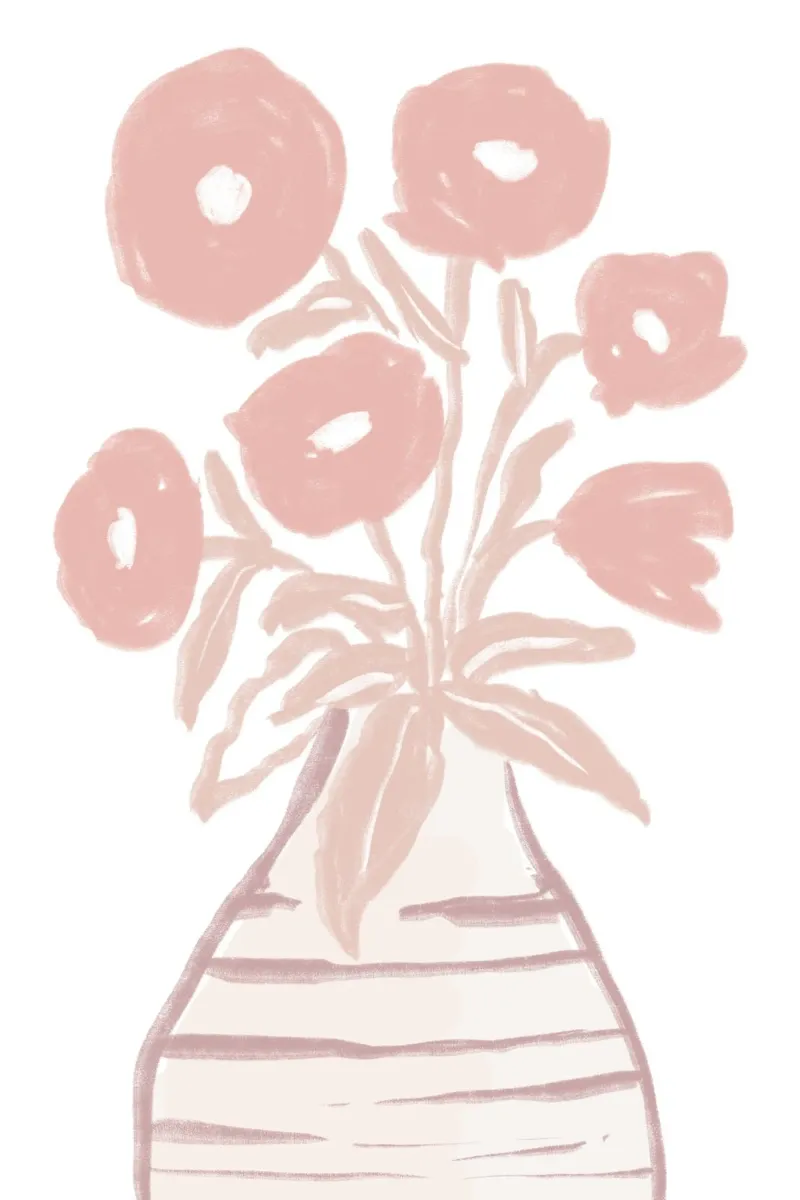 Abstract Blush Floral Vase acrylic glass by Melloi Art Print