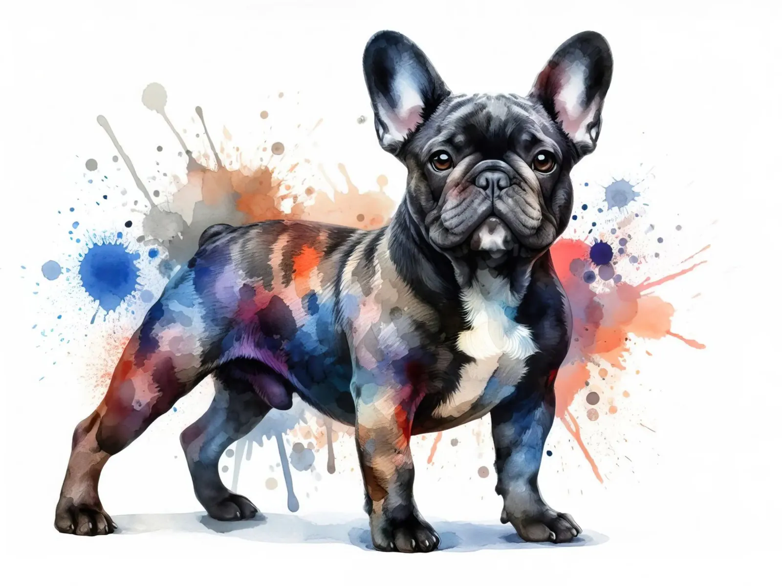 Ritratto di bulldog francese ad acquerello pellicola backlit da 🥝 KIWI STORE