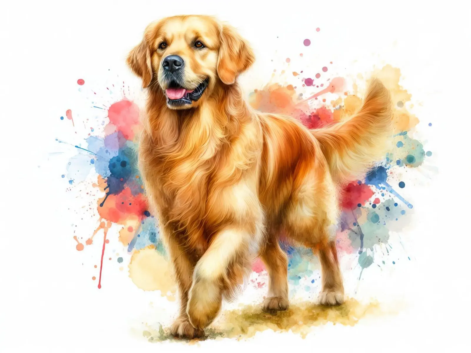 Ritratto ad acquerello del Golden Retriever pellicola backlit da 🥝 KIWI STORE