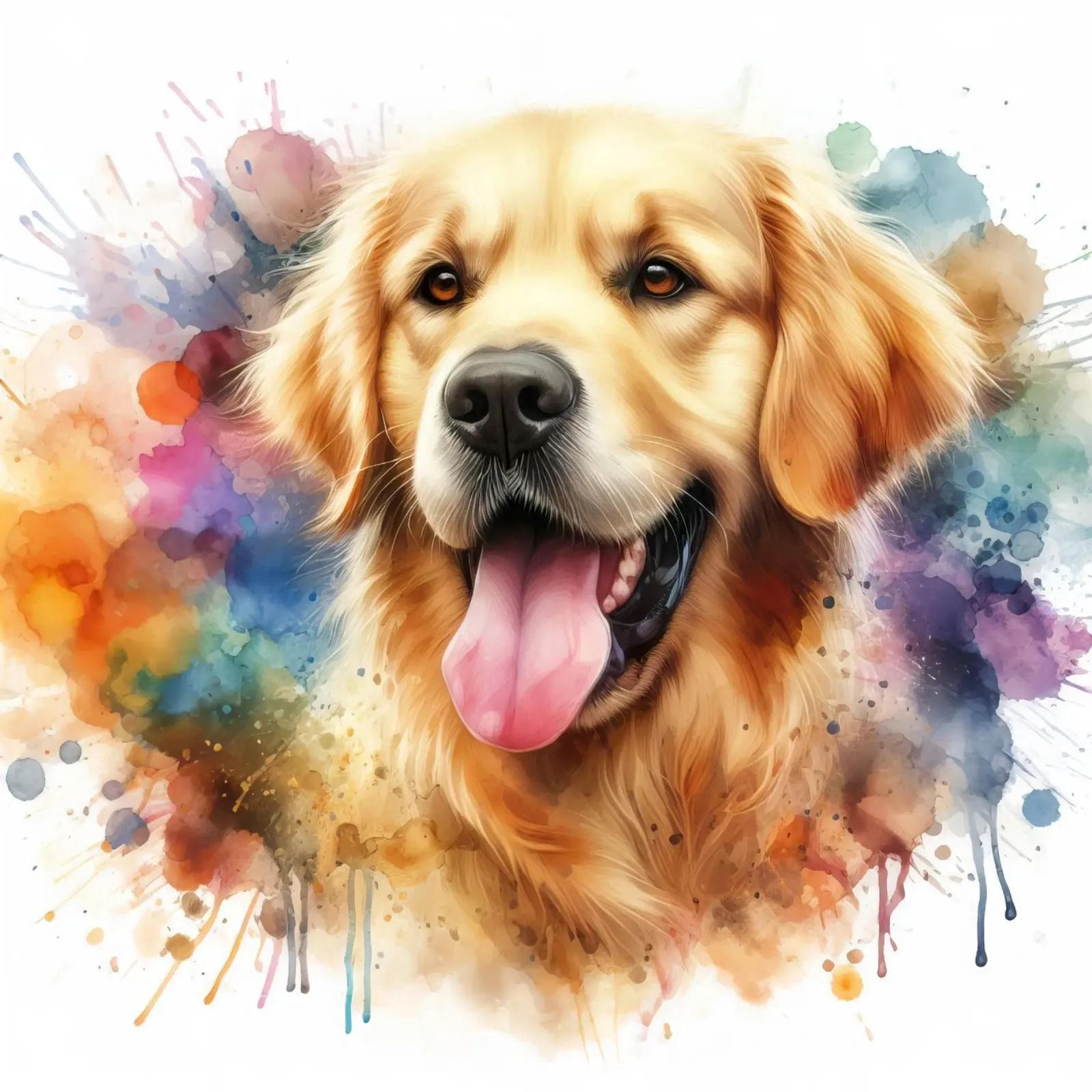 Ritratto ad acquerello del Golden Retriever pellicola backlit da 🥝 KIWI STORE