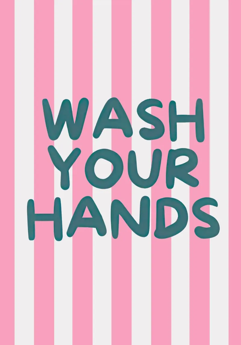 Wash Your Hands poster con telaio in legno da Attaboy Dsgn