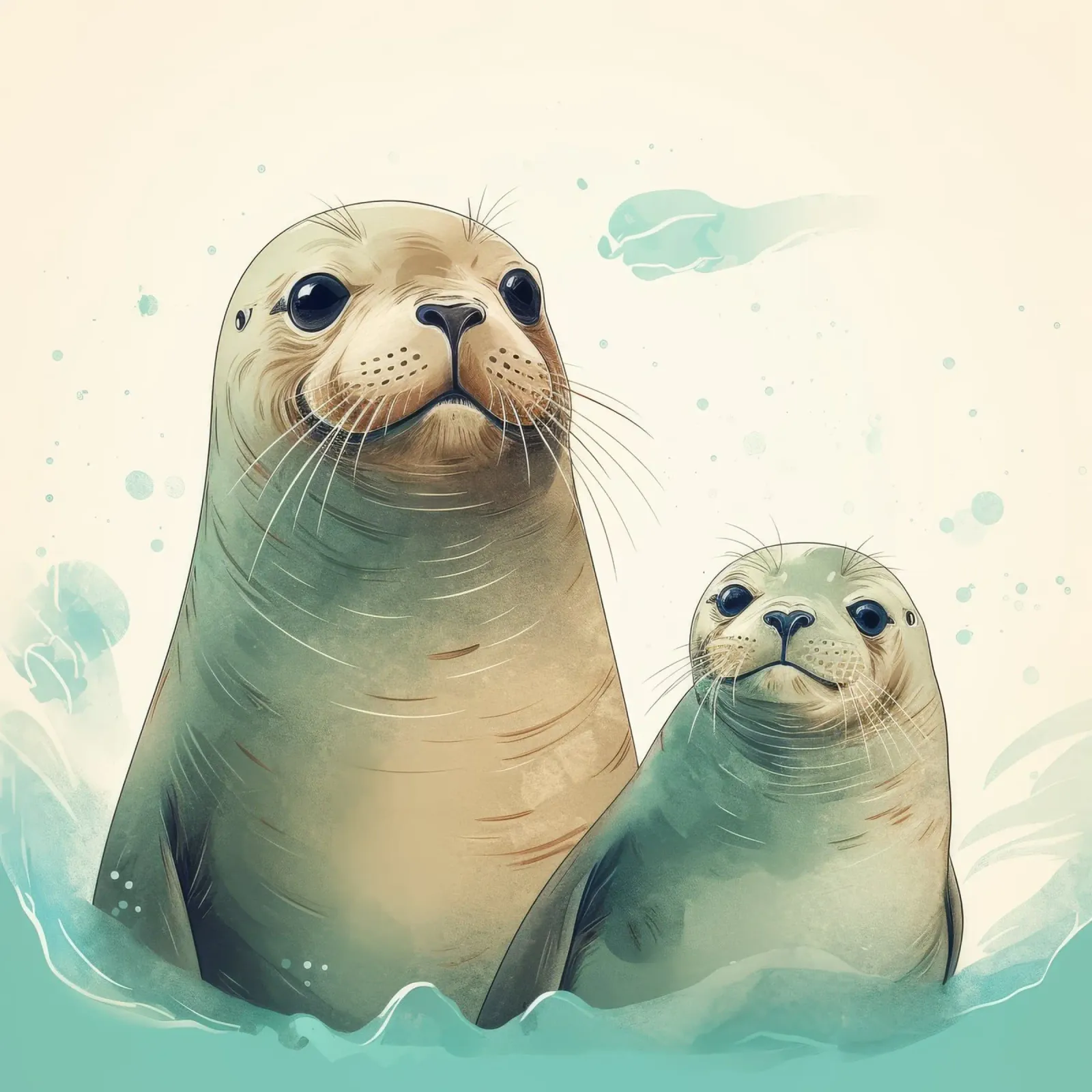 Retro Seelöwe Duo Hahnemühle von Funny Animals