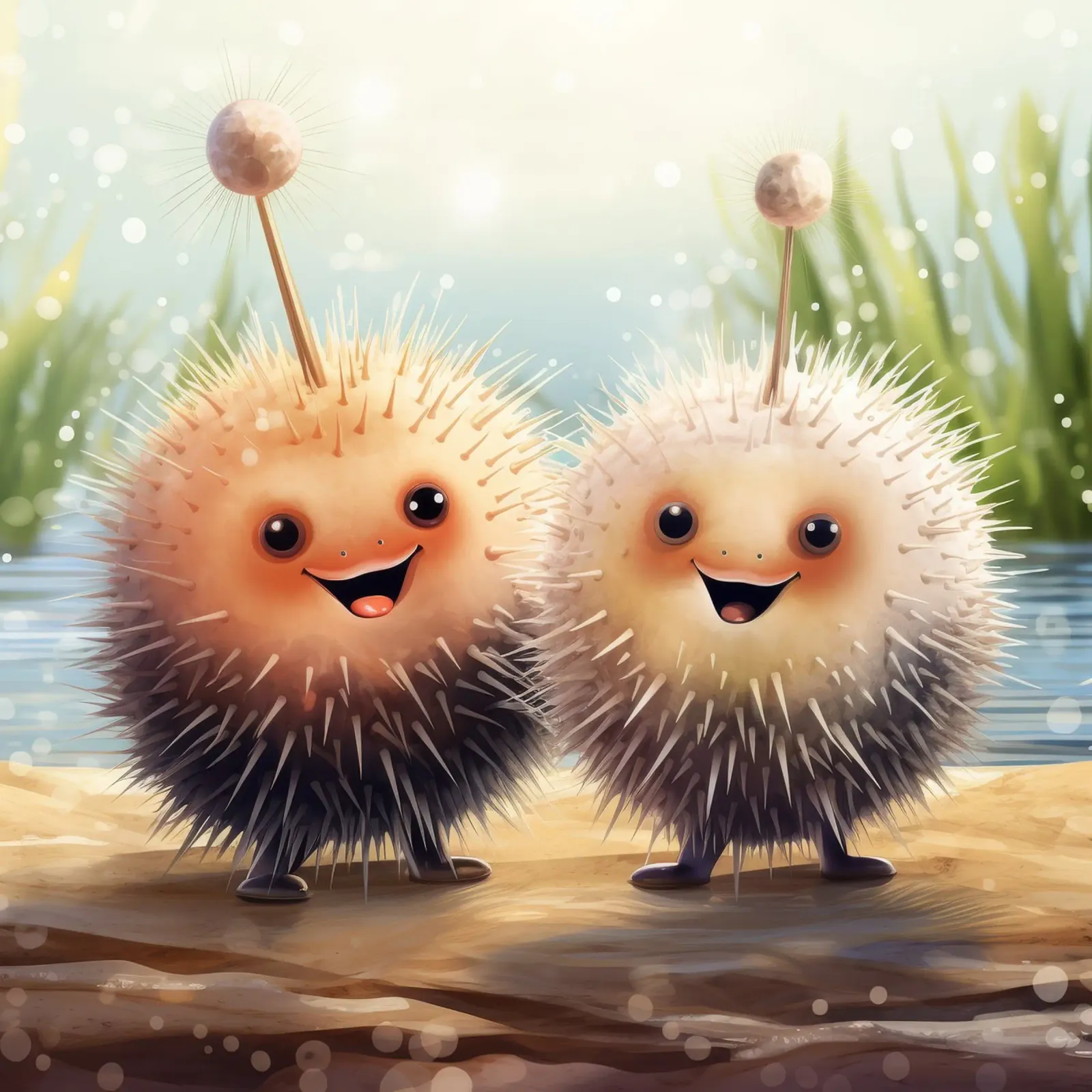 Duo di ricci di mare retrò carta hahnemühle da Funny Animals