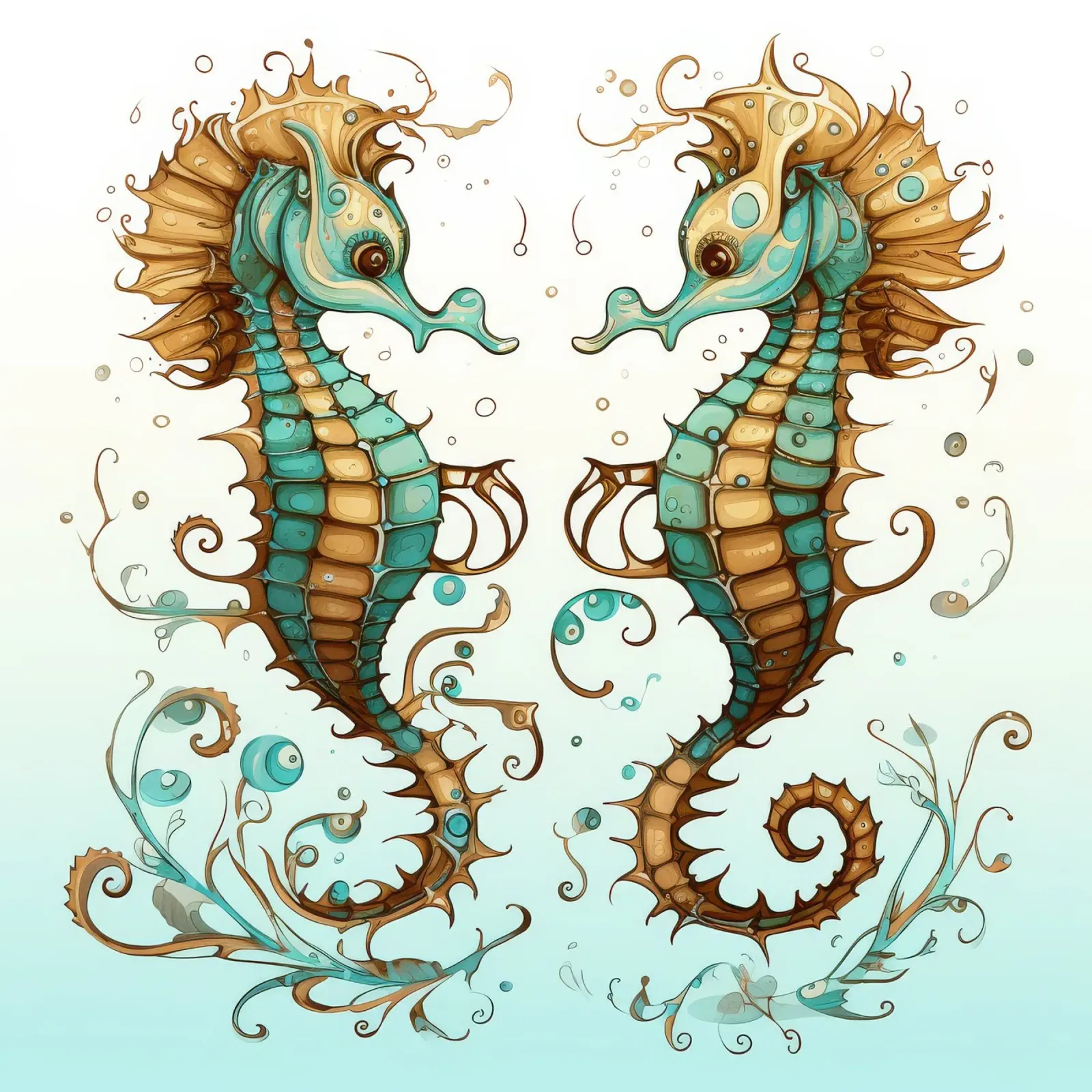 Duo hippocampe rétro poster de Funny Animals