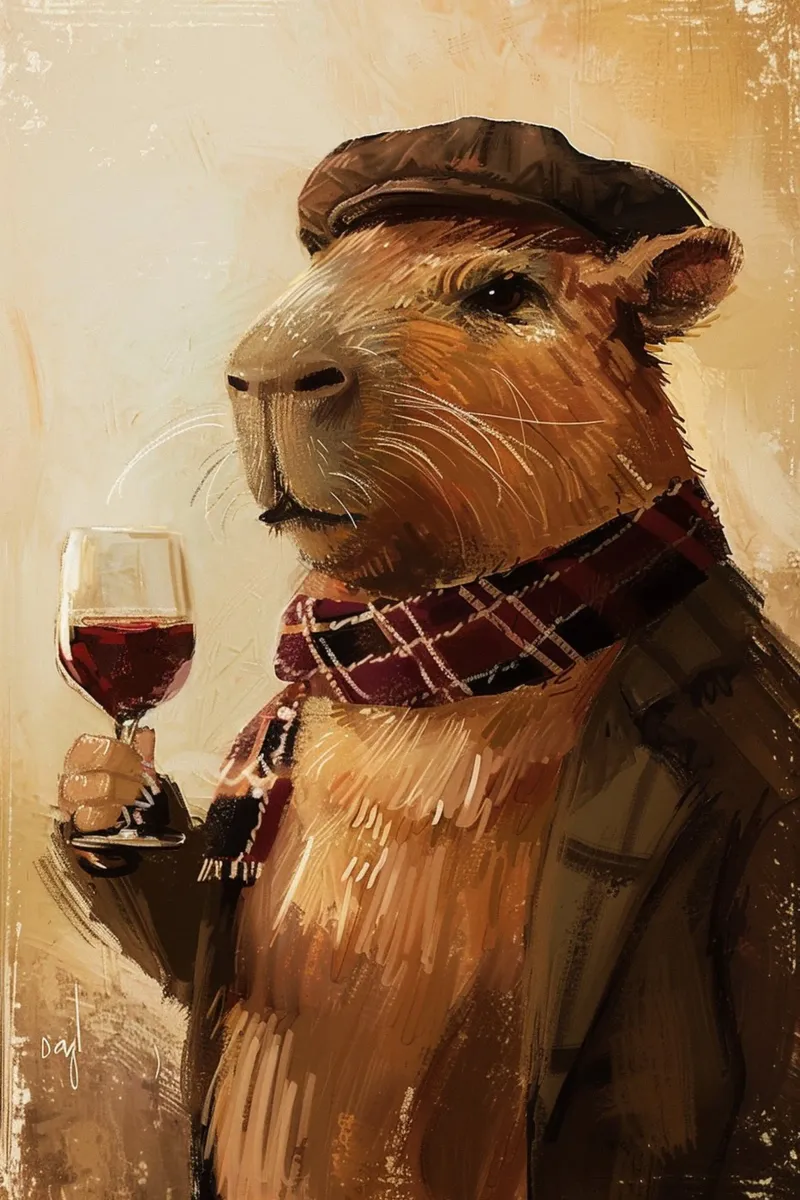 The Wine Connoisseur Capybara poster da Chic Creatures