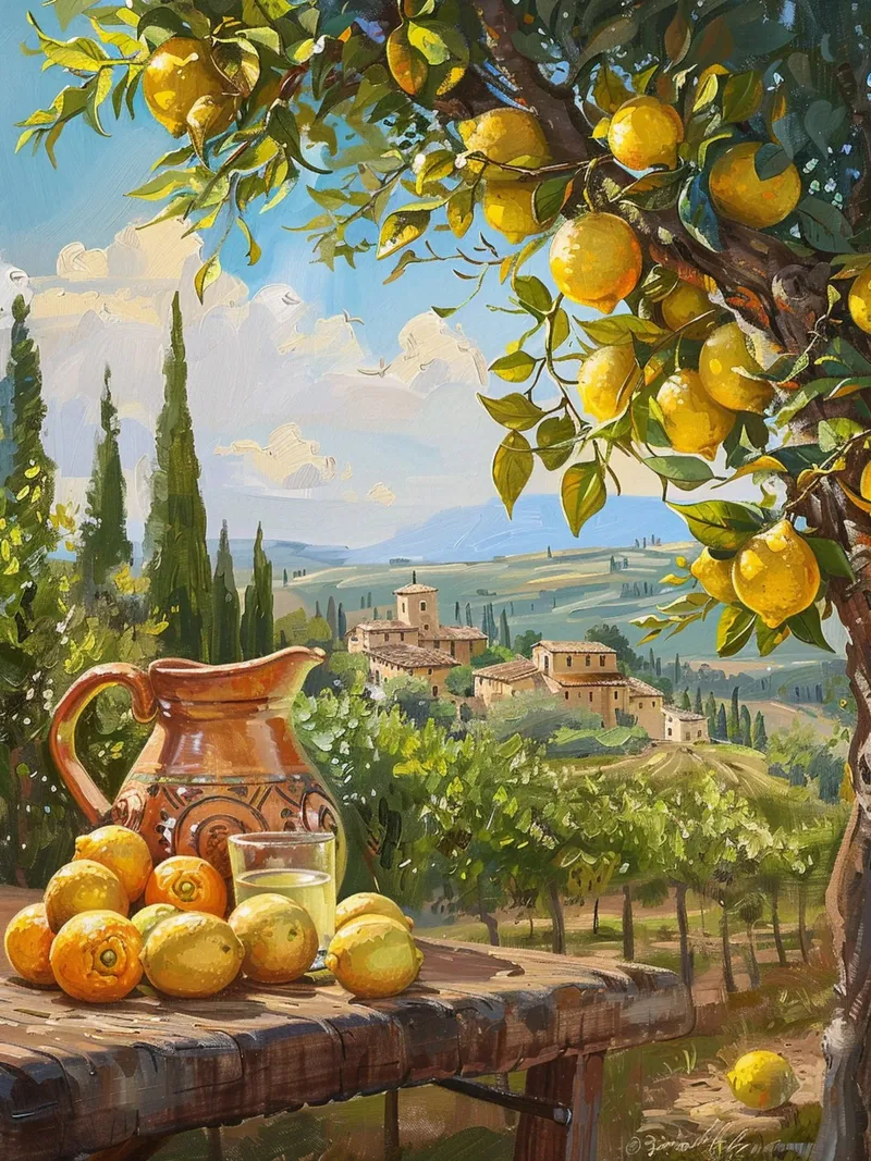 Tuscan Lemon Grove at Golden Hour carta hahnemühle da Mosaic Dialogue